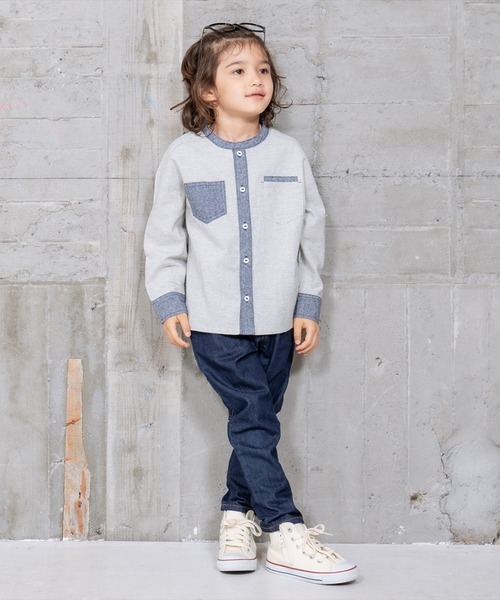 RAGMART（ラグマート）の「バンドカラーシャツ（シャツ/ブラウス・キッズ・グレー/ストライプ/チェック・90cm/80ｃｍ）」の4枚目の写真