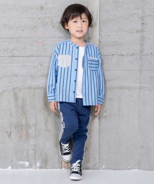 RAGMART（ラグマート）の「バンドカラーシャツ（シャツ/ブラウス・キッズ・グレー/ストライプ/チェック・90cm/80ｃｍ）」の9枚目の写真