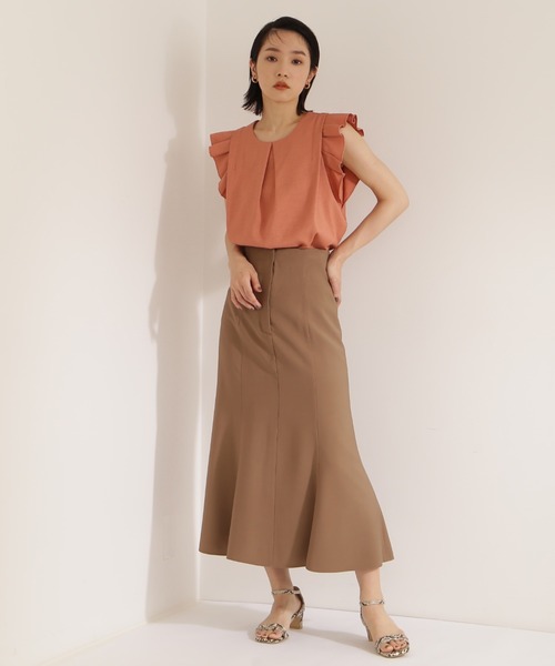 NATURAL BEAUTY BASIC（ナチュラルビューティーベーシック）の「サス付マーメイドスカート（スカート・レディース・ブラック/オレンジ/キャメル・SMALL/MEDIUM）」の3枚目の写真