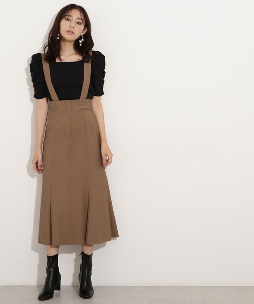 NATURAL BEAUTY BASIC（ナチュラルビューティーベーシック）の「サス付マーメイドスカート（スカート・レディース・ブラック/オレンジ/キャメル・SMALL/MEDIUM）」の16枚目の写真