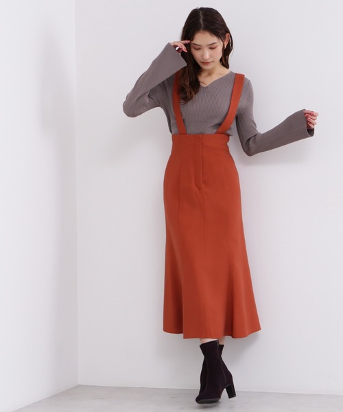 NATURAL BEAUTY BASIC（ナチュラルビューティーベーシック）の「サス付マーメイドスカート（スカート・レディース・ブラック/オレンジ/キャメル・SMALL/MEDIUM）」の19枚目の写真