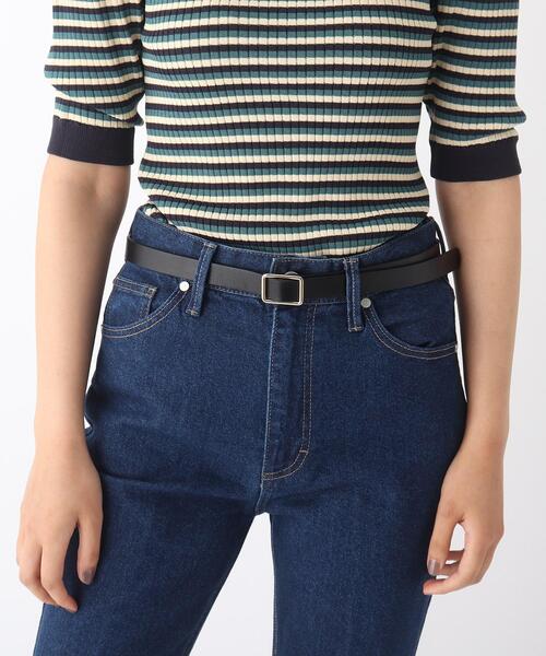 OPAQUE.CLIP（オペークドットクリップ）の「シンプルスクエアベルト（ベルト・レディース・ブラック/ベージュ・00）」の4枚目の写真