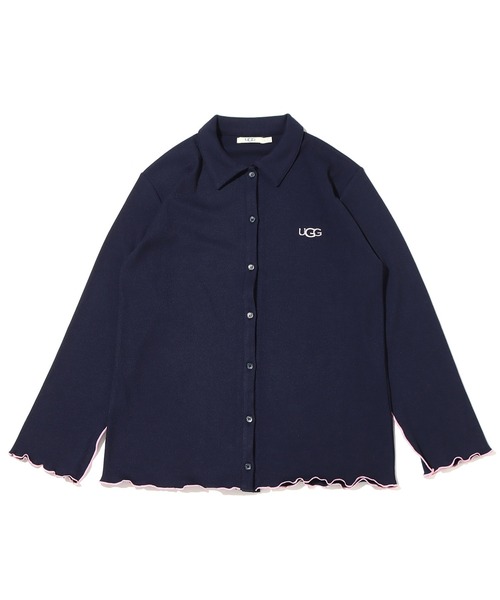 atmos pink（アトモスピンク）の「UGG@mos リブメローカーディガン / アグ リブメローカーディガン（カーディガン/ボレロ・レディース・ホワイト/ネイビー/サックスブルー・L/M）」の3枚目の写真