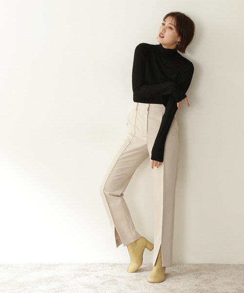 N.（N. Natural Beauty Basic）（エヌエヌナチュラルビューティーベーシック）の「◆ハイネックインナーカットソー（Tシャツ/カットソー・レディース・ブラック/オフホワイト/ピンク/ライトグリーン・MEDIUM）」の6枚目の写真