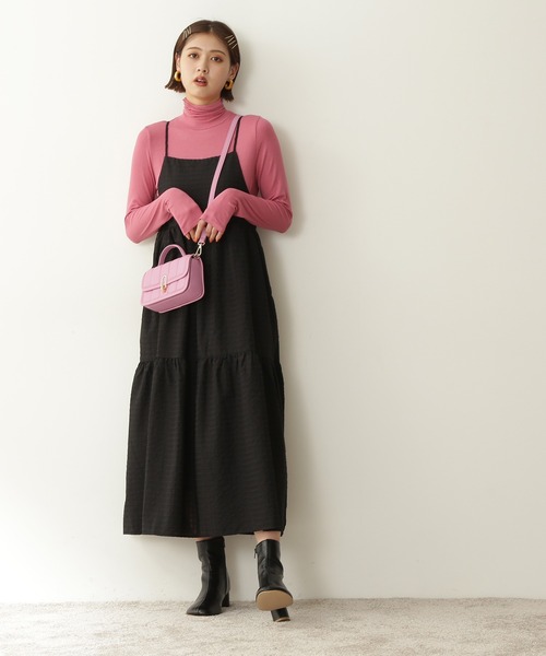 N.（N. Natural Beauty Basic）（エヌエヌナチュラルビューティーベーシック）の「◆ハイネックインナーカットソー（Tシャツ/カットソー・レディース・ブラック/オフホワイト/ピンク/ライトグリーン・MEDIUM）」の9枚目の写真