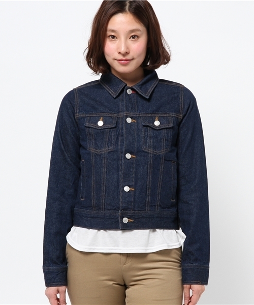 one after another NICE CLAUP（ワンアフターアナザーナイスクラップ）の「【non-no6月号掲載 ナイスクラップ】Ｇジャン（デニムジャケット・レディース・オフホワイト/ブルー/ネイビー・FREE）」の11枚目の写真