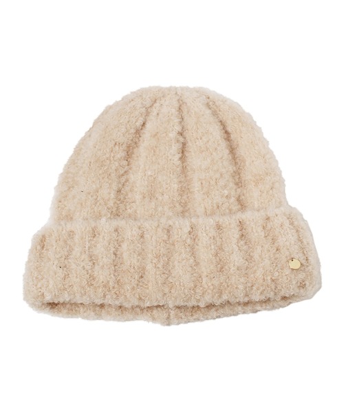 14+(イチヨンプラス)の「ソフトループニットワッチ帽(ニットキャップ/ビーニー・レディース・ライトベージュ/ワインレッド/マスタード/ブラック/グレイッシュベージュ・FREE)」の3枚目の写真