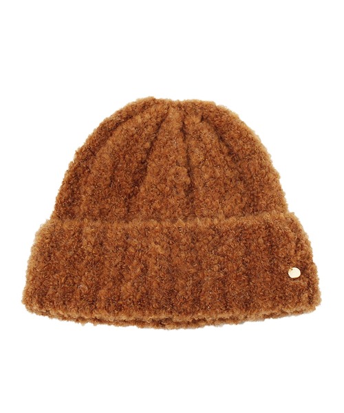 14+(イチヨンプラス)の「ソフトループニットワッチ帽(ニットキャップ/ビーニー・レディース・ライトベージュ/ワインレッド/マスタード/ブラック/グレイッシュベージュ・FREE)」の5枚目の写真