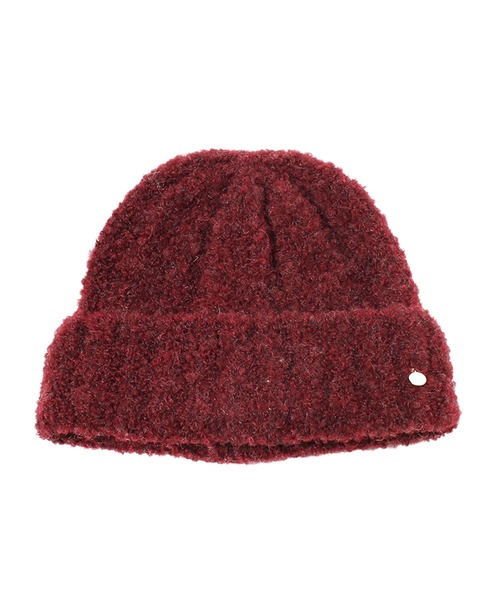 14+(イチヨンプラス)の「ソフトループニットワッチ帽(ニットキャップ/ビーニー・レディース・ライトベージュ/ワインレッド/マスタード/ブラック/グレイッシュベージュ・FREE)」の1枚目の写真