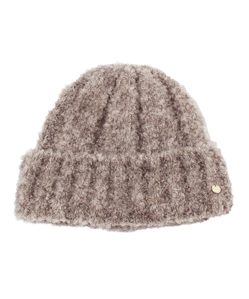 14+(イチヨンプラス)の「ソフトループニットワッチ帽(ニットキャップ/ビーニー・レディース・ライトベージュ/ワインレッド/マスタード/ブラック/グレイッシュベージュ・FREE)」の6枚目の写真