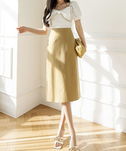 Grandeir(グランディール)の「タイトミディスカート(スカート・レディース・ブラック/カーキ/イエロー・M)」の10枚目の写真