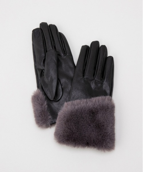 LE VERNIS（ル・ベルニ）の「LE VERNIS(ル・ベルニ)フェイクファーグローブ（手袋・レディース・ブラック/ライトグレー/ベージュ・FREE）」の2枚目の写真