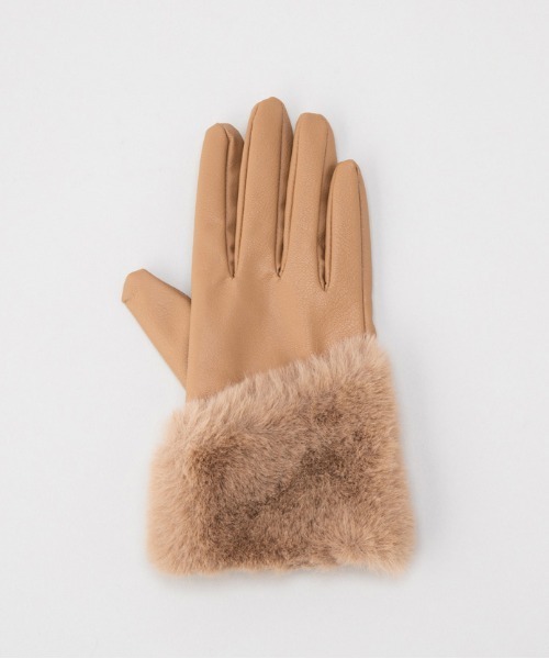 LE VERNIS（ル・ベルニ）の「LE VERNIS(ル・ベルニ)フェイクファーグローブ（手袋・レディース・ブラック/ライトグレー/ベージュ・FREE）」の4枚目の写真