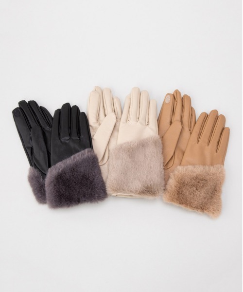 LE VERNIS（ル・ベルニ）の「LE VERNIS(ル・ベルニ)フェイクファーグローブ（手袋・レディース・ブラック/ライトグレー/ベージュ・FREE）」の7枚目の写真