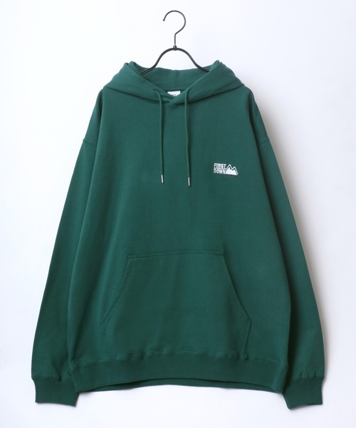 FIRST DOWN(ファーストダウン)の「FIRST DOWN/ファーストダウン ビッグシルエット 裏起毛 ワンポイント刺繍 スウェット パーカー(パーカー・メンズ・ホワイト/ブラック/グレー/グリーン・M/L/XL)」の8枚目の写真