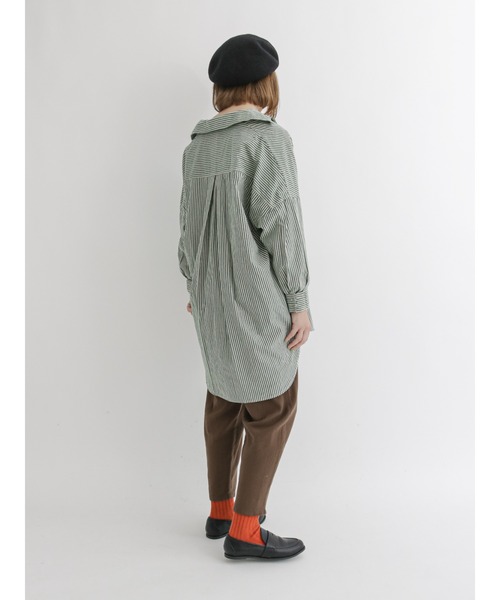 Samansa Mos2(サマンサ モスモス)の「ストライプルーズシャツ(シャツ/ブラウス・レディース・ブラック/ピンク/ブルー/グリーン・フリ-)」の11枚目の写真