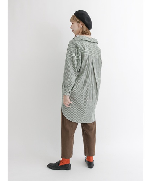 Samansa Mos2(サマンサ モスモス)の「ストライプルーズシャツ(シャツ/ブラウス・レディース・ブラック/ピンク/ブルー/グリーン・フリ-)」の12枚目の写真