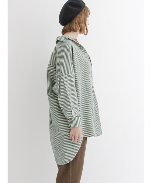 Samansa Mos2(サマンサ モスモス)の「ストライプルーズシャツ(シャツ/ブラウス・レディース・ブラック/ピンク/ブルー/グリーン・フリ-)」の15枚目の写真