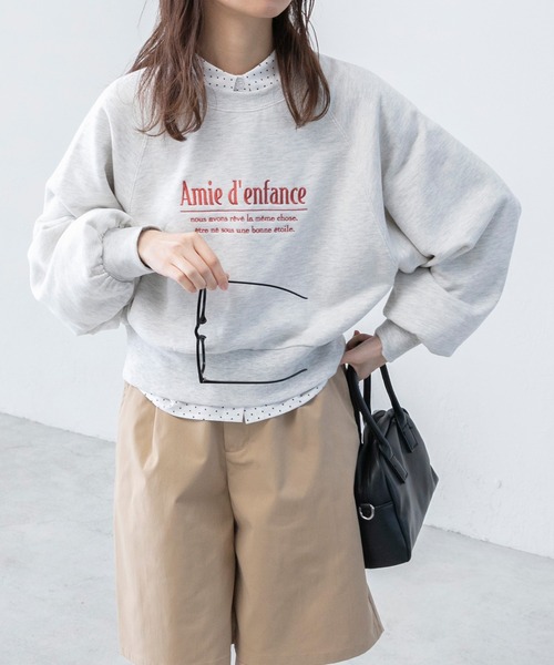 BONLECILL(ボンルシール)の「ラグランスリーブ クロップドロゴスウェット(スウェット・レディース・オートミール/グリーン/レッド/ブラック/オフホワイト・FREE)」の9枚目の写真