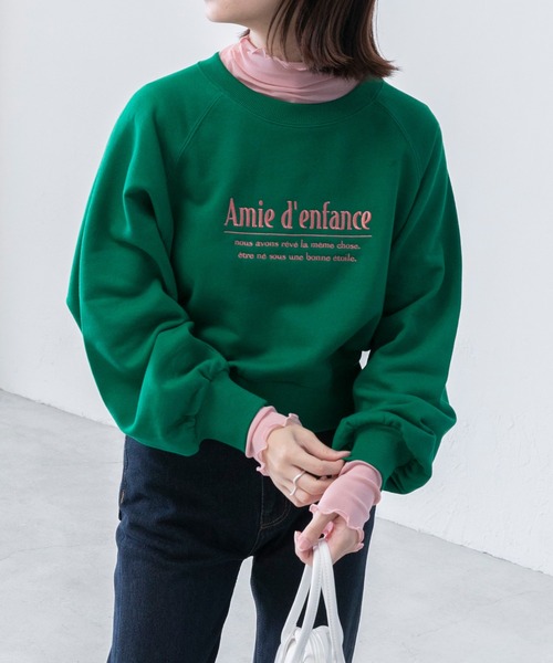 BONLECILL(ボンルシール)の「ラグランスリーブ クロップドロゴスウェット(スウェット・レディース・オートミール/グリーン/レッド/ブラック/オフホワイト・FREE)」の17枚目の写真