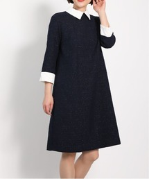 PICCIN | 【日本製】ジャガードの襟付きツイードワンピース(ワンピース)