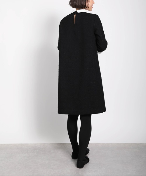 PICCIN(ピッチン)の「【日本製】ジャガードの襟付きツイードワンピース(ワンピース・レディース・ブラック/ネイビー・M)」の8枚目の写真