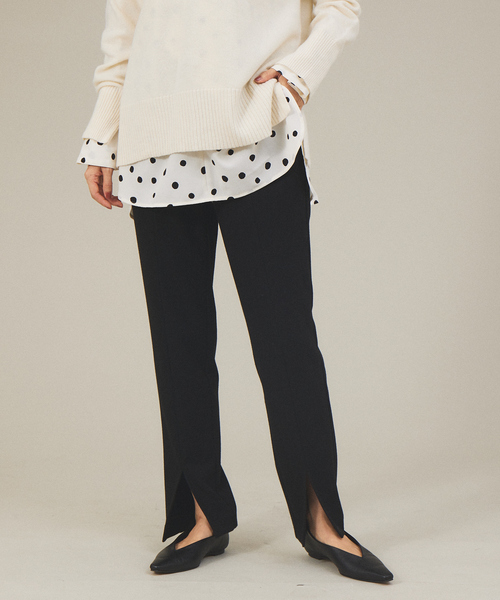 qualite（カリテ）の「ウォームツイルスリムスリットパンツ（スラックス・レディース・ブラック/オフホワイト/ダークグリーン・40/38/36）」の3枚目の写真