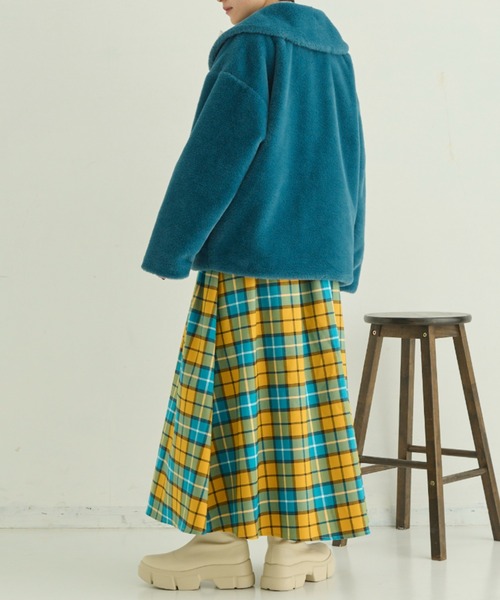 MERLOT（メルロー）の「カラーチェックフレアスカート（スカート・レディース・イエロー/グリーン/ピンク・FREE）」の17枚目の写真