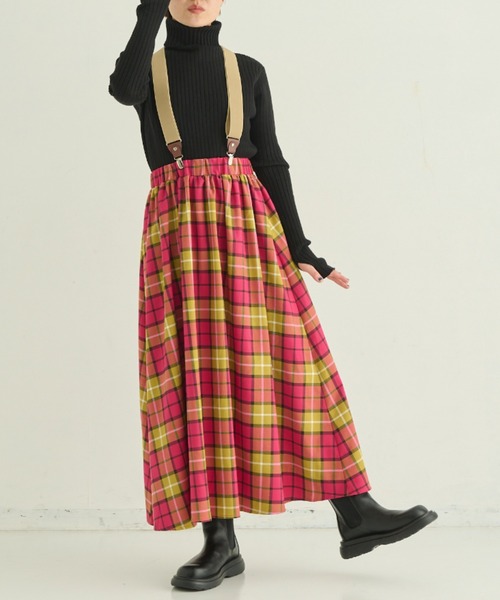 MERLOT（メルロー）の「カラーチェックフレアスカート（スカート・レディース・イエロー/グリーン/ピンク・FREE）」の18枚目の写真