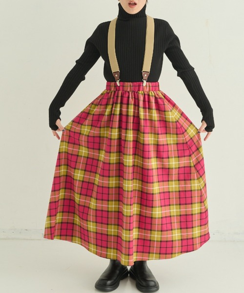 MERLOT（メルロー）の「カラーチェックフレアスカート（スカート・レディース・イエロー/グリーン/ピンク・FREE）」の11枚目の写真