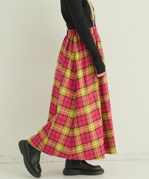 MERLOT（メルロー）の「カラーチェックフレアスカート（スカート・レディース・イエロー/グリーン/ピンク・FREE）」の10枚目の写真