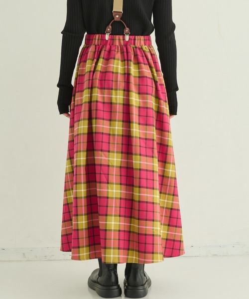 MERLOT（メルロー）の「カラーチェックフレアスカート（スカート・レディース・イエロー/グリーン/ピンク・FREE）」の6枚目の写真