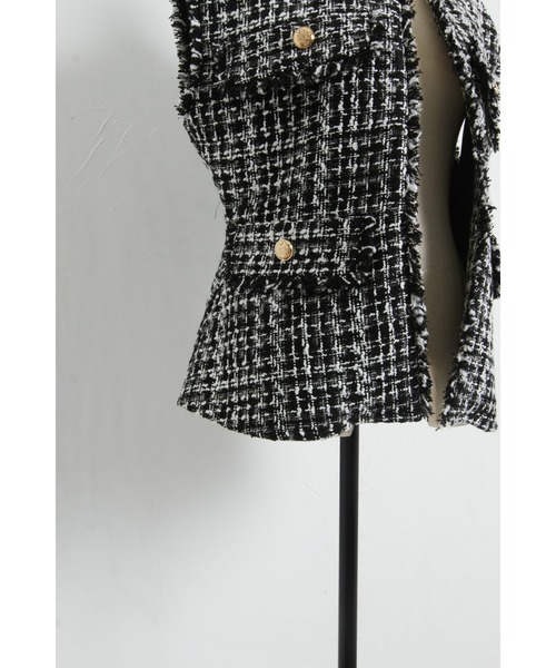 &. NOSTALGIA（アンドドットノスタルジア）の「【石井亜美さんコラボ】ツイードペプラムジレ（ベスト・レディース・ブラック・FREE）」の17枚目の写真