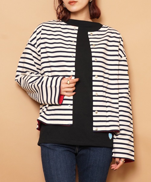 ORCIVAL（オーシバル）の「CREW NECK CARDIGAN（カーディガン/ボレロ・レディース・ブラック系その他2/ブラック系その他/ホワイト系その他・2）」の2枚目の写真