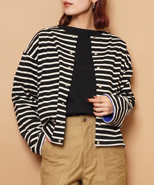 ORCIVAL（オーシバル）の「CREW NECK CARDIGAN（カーディガン/ボレロ・レディース・ブラック系その他2/ブラック系その他/ホワイト系その他・2）」の3枚目の写真