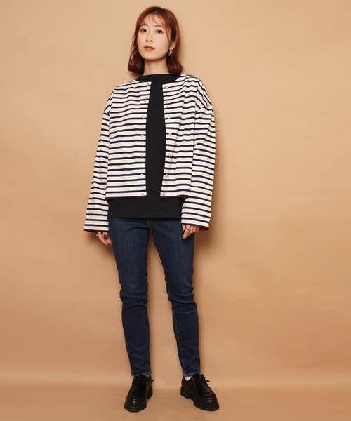 ORCIVAL（オーシバル）の「CREW NECK CARDIGAN（カーディガン/ボレロ・レディース・ブラック系その他2/ブラック系その他/ホワイト系その他・2）」の6枚目の写真