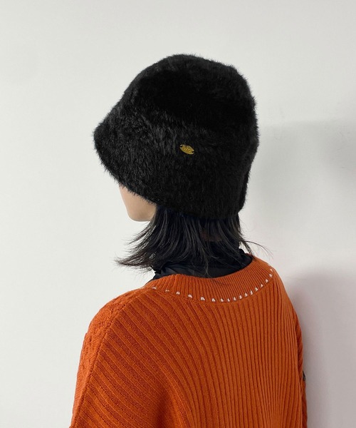 179/WG（イチナナキュウダブルジー）の「シャギーバケットＨＡＴ（ハット・レディース・ブラック/オフホワイト・FREE）」の2枚目の写真