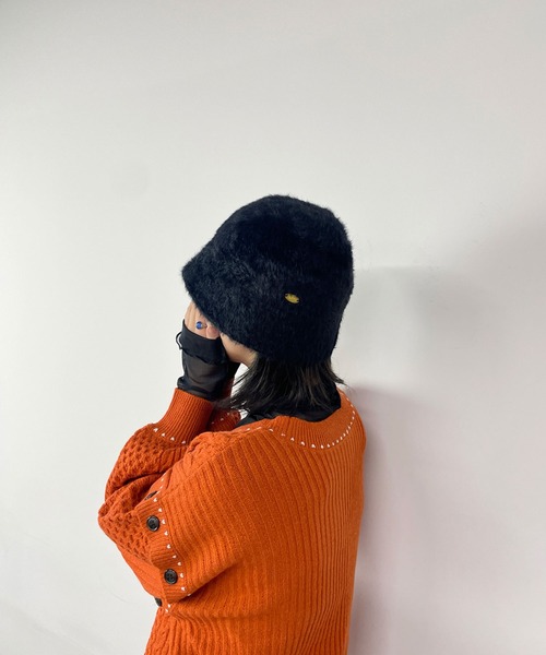 179/WG（イチナナキュウダブルジー）の「シャギーバケットＨＡＴ（ハット・レディース・ブラック/オフホワイト・FREE）」の6枚目の写真