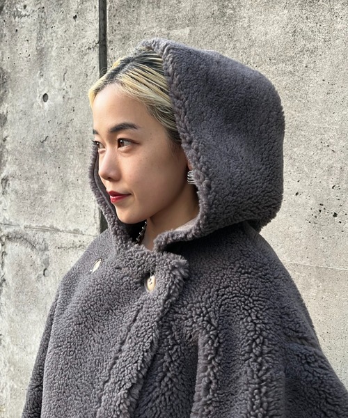 CIAOPANIC（チャオパニック）の「リバーシブルフェイクボアコート（ムートンコート・レディース・レモンイエロー/チャコールグレー・FREE）」の16枚目の写真