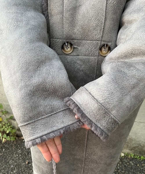 CIAOPANIC（チャオパニック）の「リバーシブルフェイクボアコート（ムートンコート・レディース・レモンイエロー/チャコールグレー・FREE）」の17枚目の写真