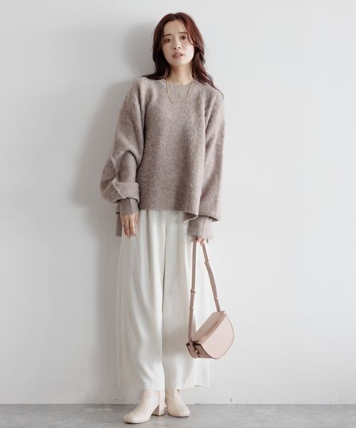 mysty woman（ミスティウーマン）の「ふわ軽シャギーニット　173984（ニット/セーター・レディース・ホワイト/ライトグレー/ブルー/モカ・FREE）」の9枚目の写真