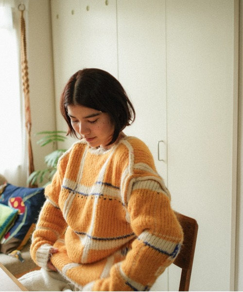 透明な空気のチェックニット（ニット/セーター）｜PAMM（パム）の