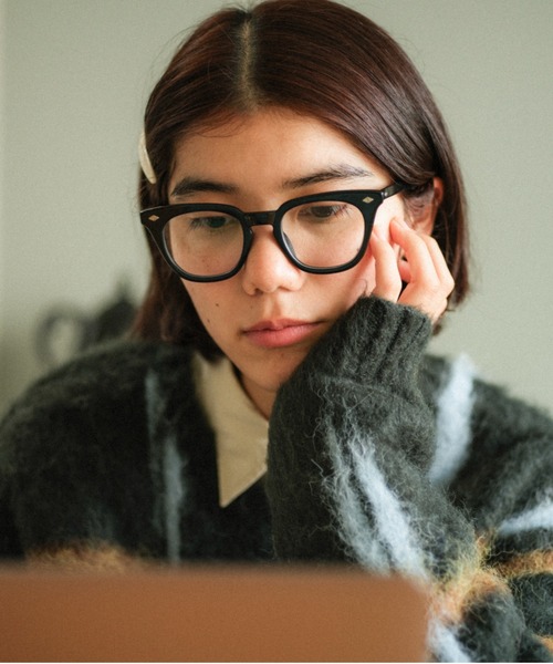 PAMM(パム)の「透明な空気のチェックニット(ニット/セーター・レディース・アイボリー/グレー系その他/ネイビー/ブラウン/オフホワイト/オレンジ/レッド・FREE)」の19枚目の写真