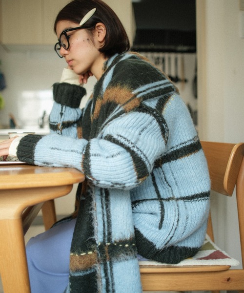 透明な空気のチェックニット（ニット/セーター）｜PAMM（パム）の