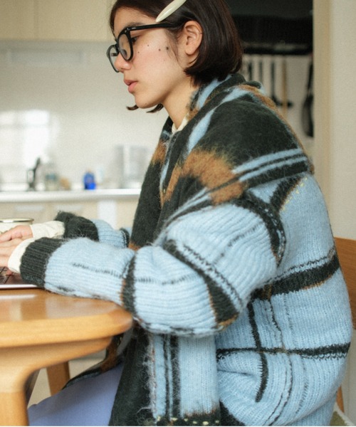 透明な空気のチェックニット（ニット/セーター）｜PAMM（パム）の