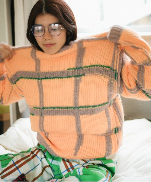 透明な空気のチェックニット（ニット/セーター）｜PAMM（パム）の