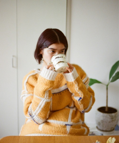 透明な空気のチェックニット（ニット/セーター）｜PAMM（パム）の