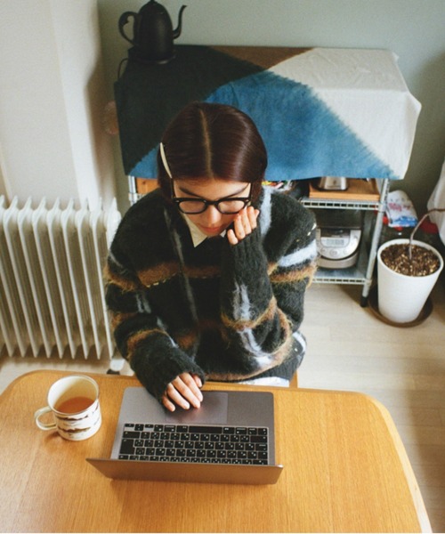 ブラウン / 1 SUBU × PAMM 透明な空気のチェックニット SUBU × PAMM 