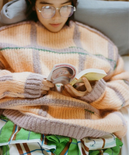 透明な空気のチェックニット（ニット/セーター）｜PAMM（パム）の