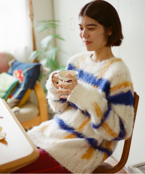 透明な空気のチェックニット（ニット/セーター）｜PAMM（パム）の